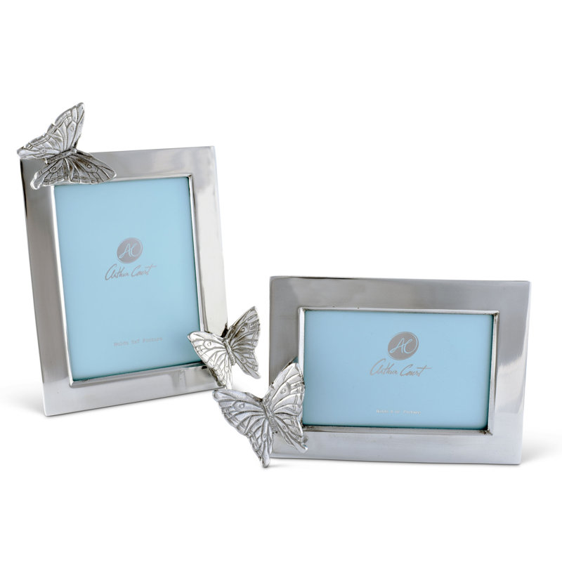 Classic 4x6 Silver Aluminum Butterfly Tabletop Photo Frame
