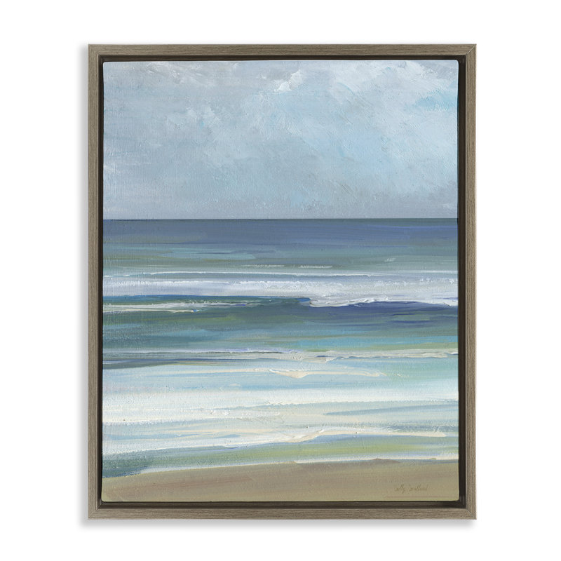 Calming Beach Wave Visage Floating Frame, design by Sally Swatland, Montalcino Elm Floater Frame, 21" H x 17" W