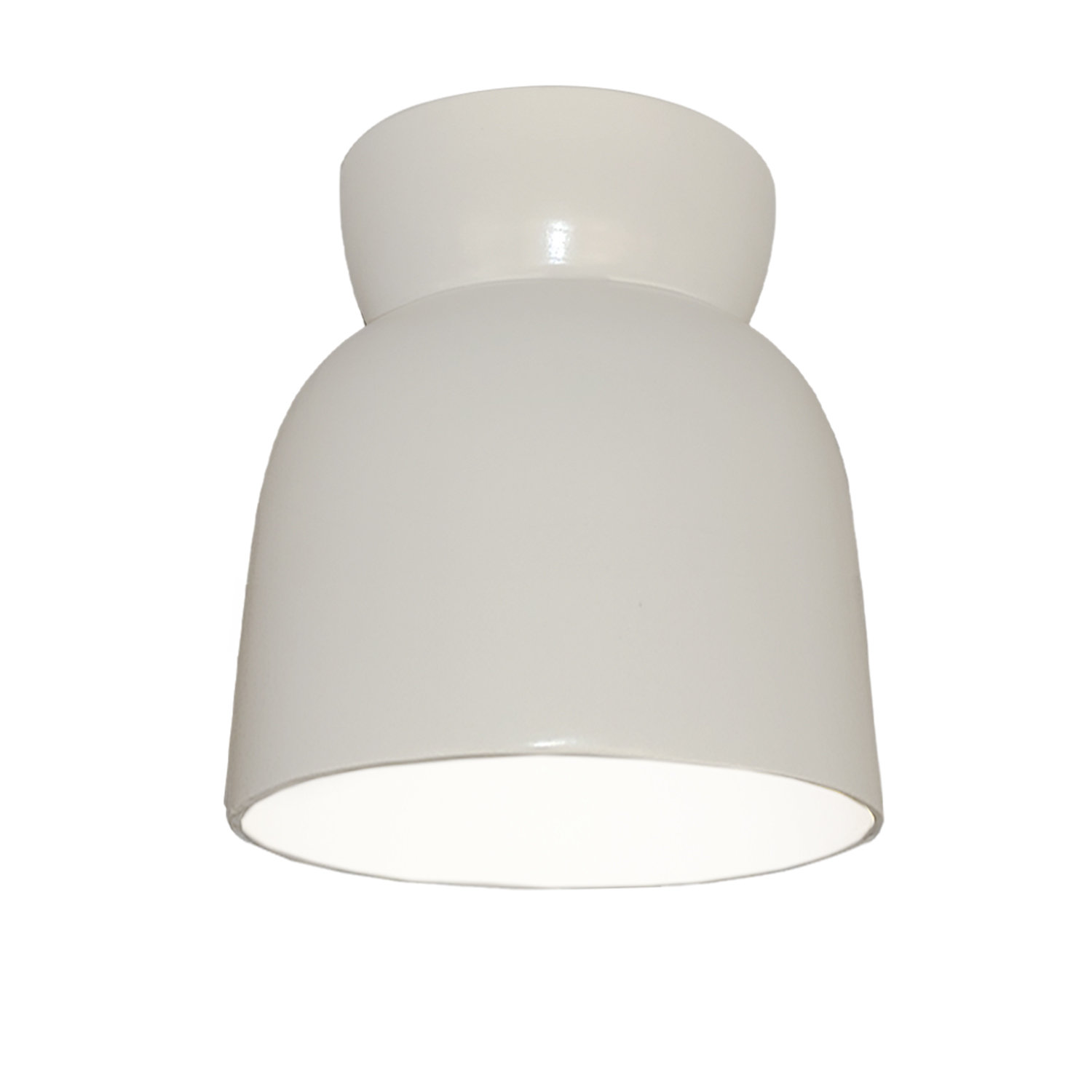 Logan 8" Single Light Flush Mount, Gloss White/Gloss White, Incandescent (Not Included)