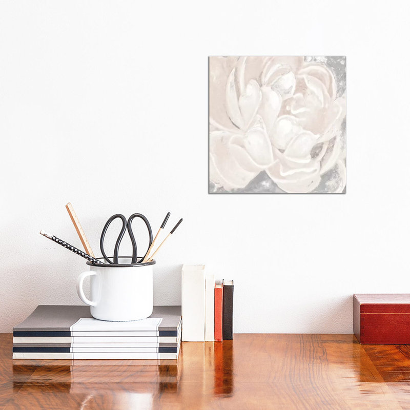 White Grey Flower I by Patricia Pinto - Wrapped Canvas Gallery-Wrapped Canvas Giclée, 30.48 cm H x 30.48 cm W