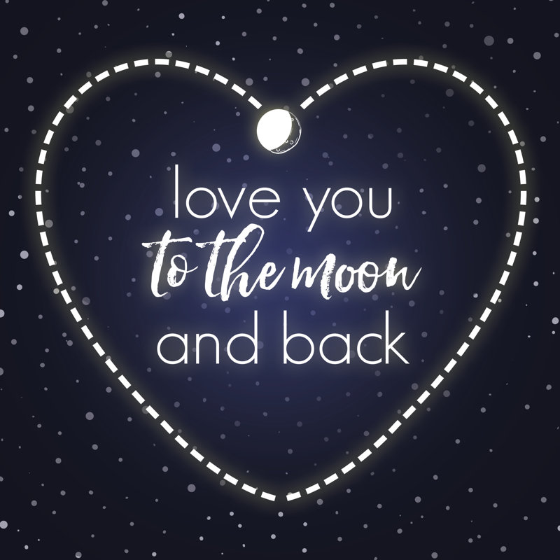 Love You To The Moon And Back Stars Heart - Wrapped Canvas Print, 91cm H x 91cm W
