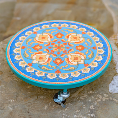 13.8" Ceramic Mosaic Tile Plant Trolley "Marseilles" (Set of 2)