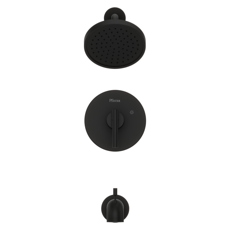 Contempra Wall Mounted Tub and Shower Faucet, Matte Black
