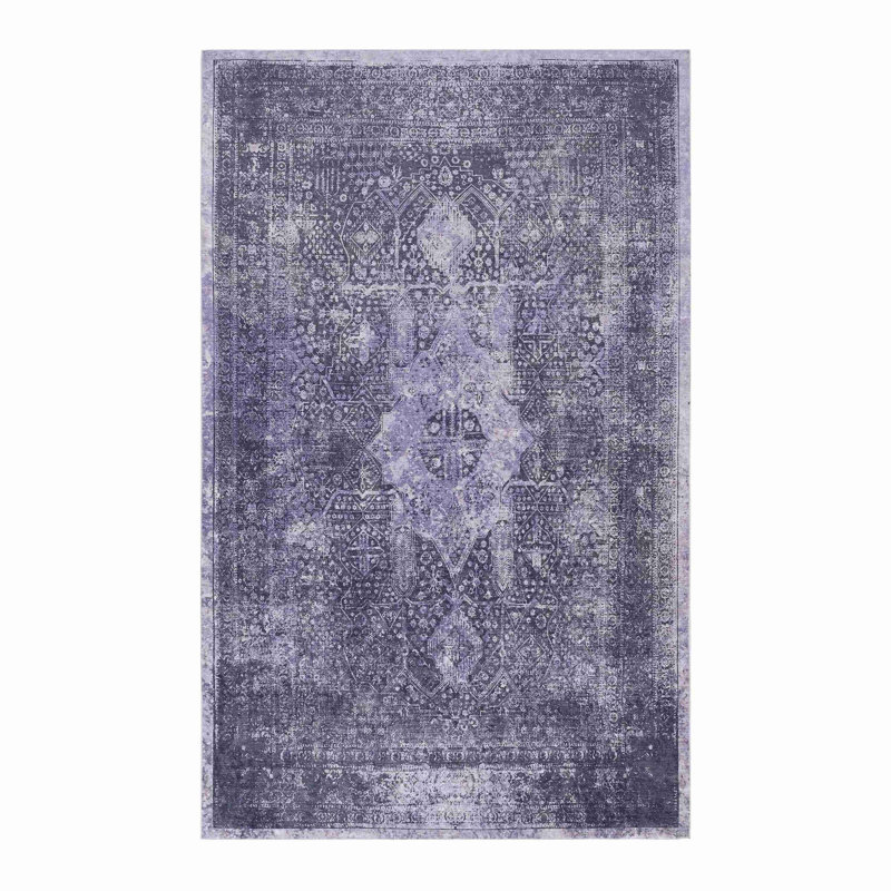 Anthracite Washable Area Rug, Rectangle 2' x 3'