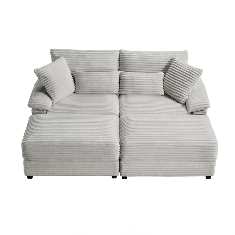 Ensemble de chaise longue double avec repose-pieds réversible, Gris