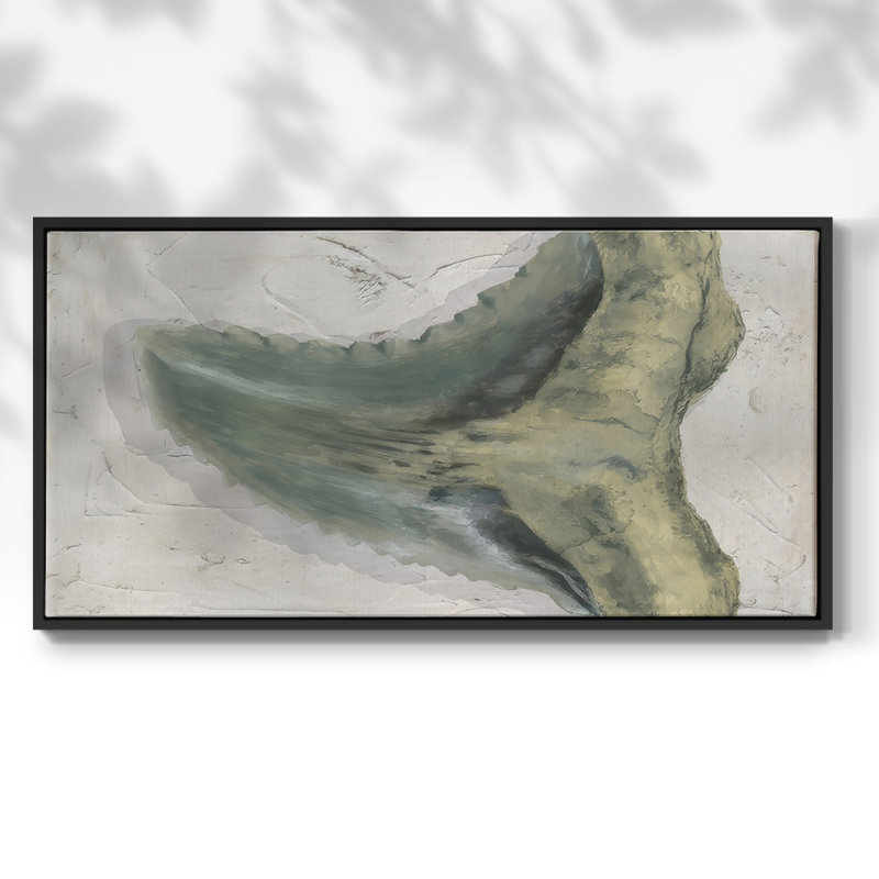 Watercolor Sharks Tooth IV- Framed Gallery Wrapped Canvas -Ready to Hang, Black, 21" H x 41" W