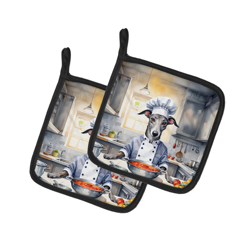 Caroline's Treasures The Dog Chef Polyester Potholder Set