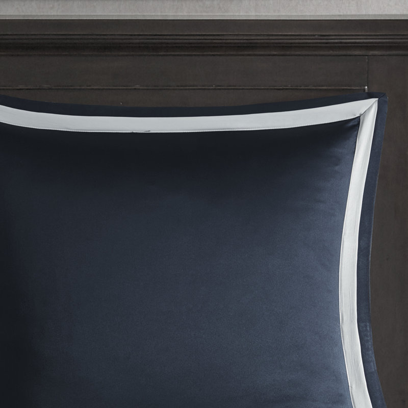 Navy and Silver Jacquard 8-Piece Queen Comforter Set