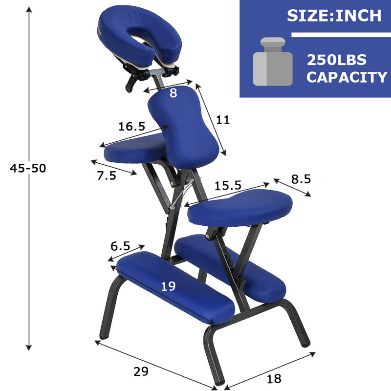 Faux Leather Massage Chair, Blue Faux Leather