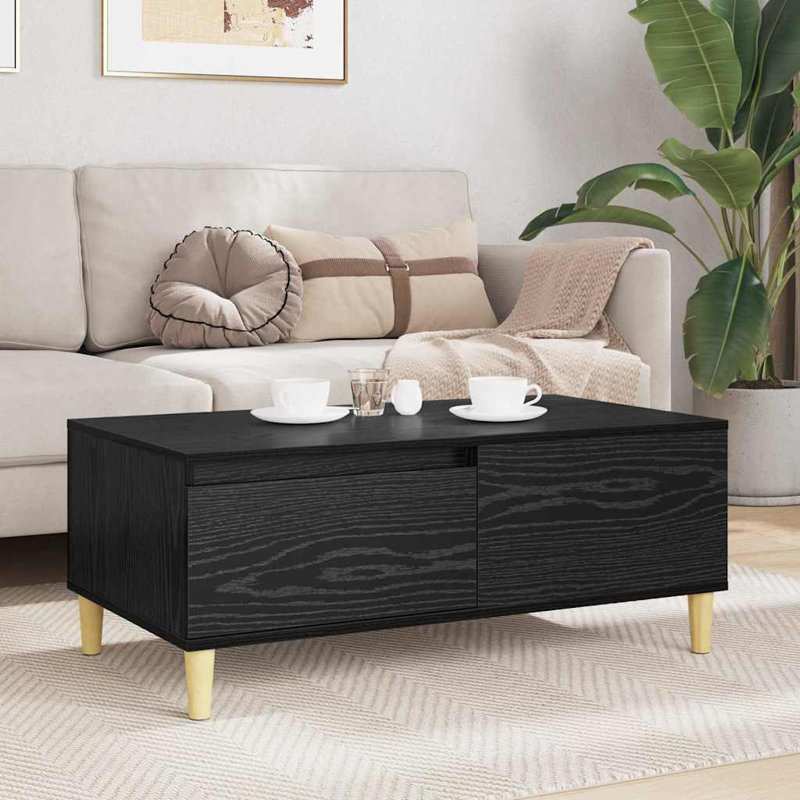 Coffee Table with Storage, Black Oak