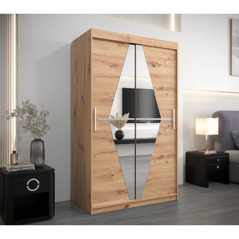Hilldale 2 Door Manufactured Wood Wardrobe, Oak Artisan