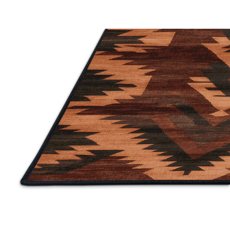 Tapis persan noir lavable à la machine, Carré 5 pi