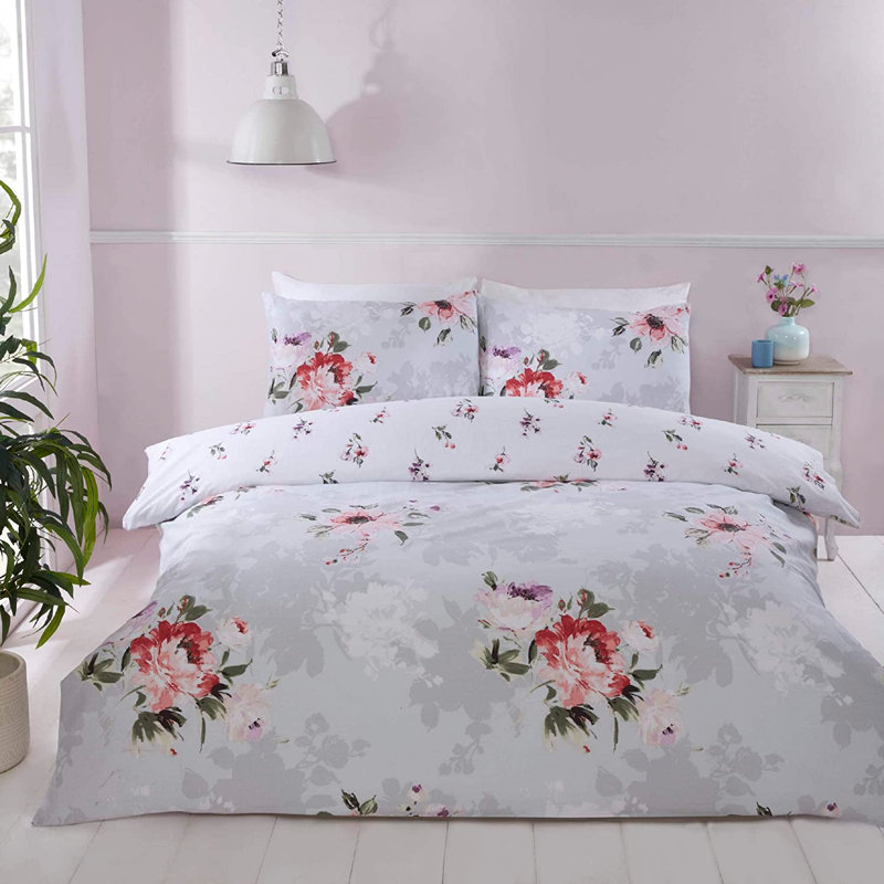 Bellew Microfiber Floral Duvet Cover Set with Pillowcases Included, Single