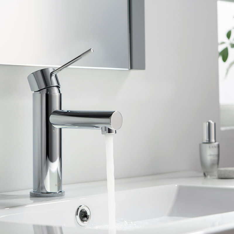 Robinet de salle de bain circulaire monotrou avec ensemble de bonde, Chrome