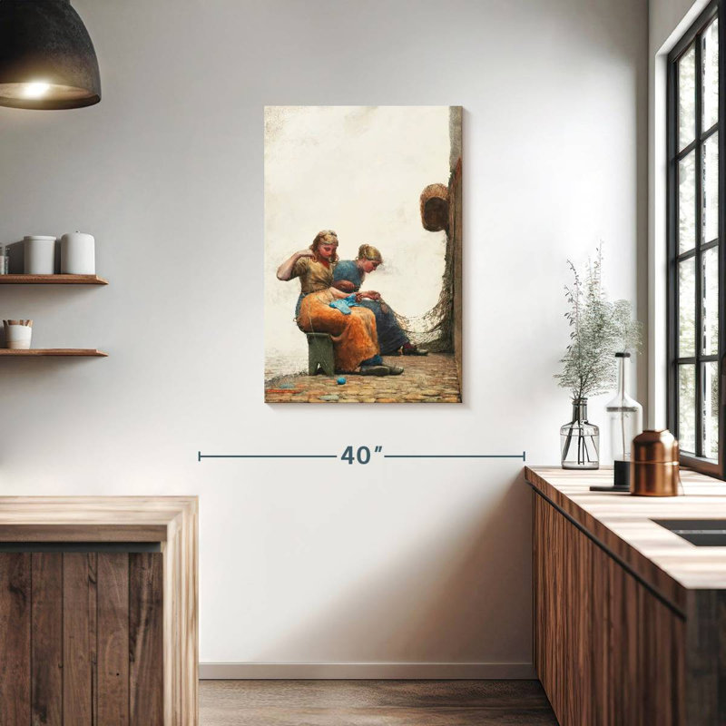 Senne réparant les filets, H 36 po x l 24 po