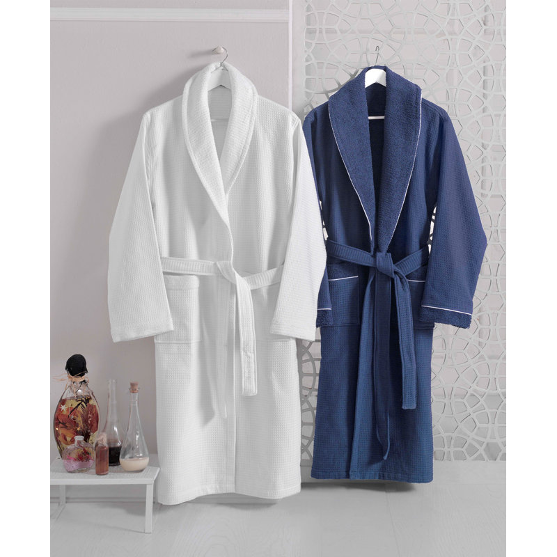 Peignoir monogrammé gaufré en coton turc, Z, Marine