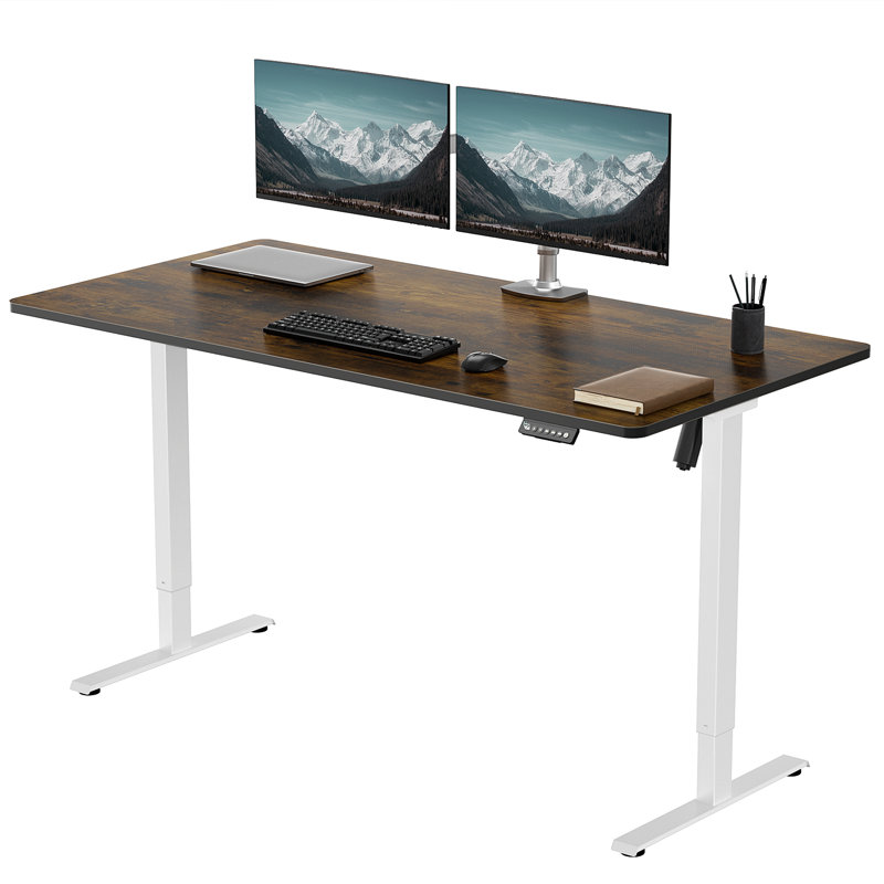  Height Adjustable Standing Desk Plus, Brown/White, 46.3" H x 59" W x 29.5" D