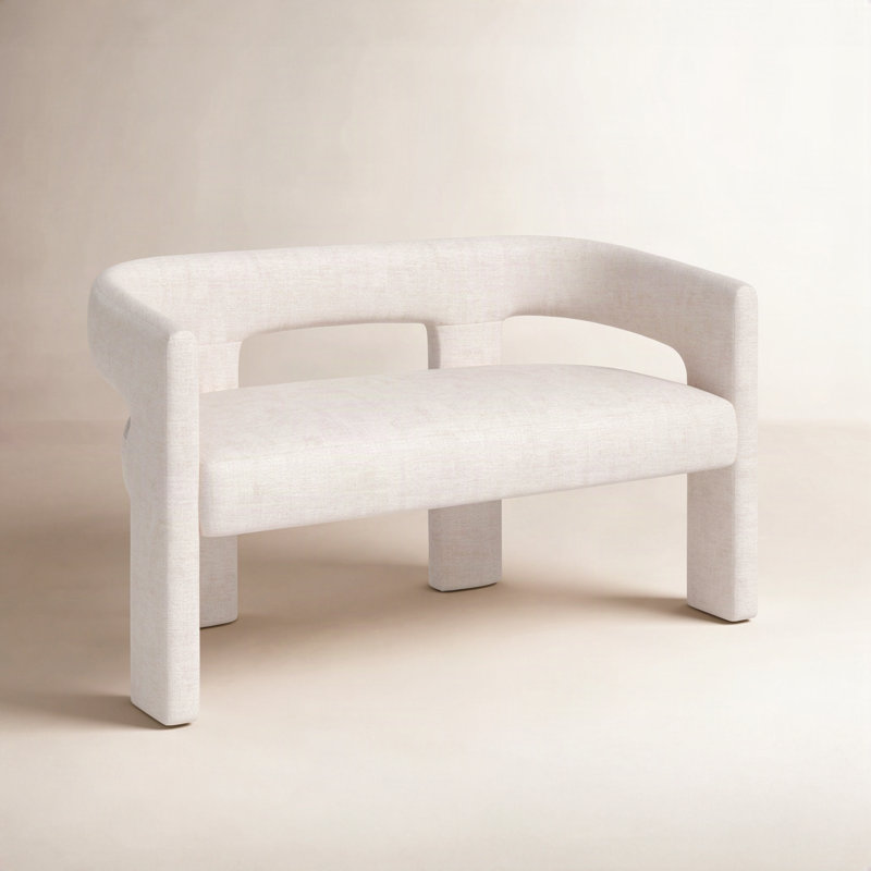 Anouchka Polyester Upholstered Bench, Gwen Natural Beige Microsuede