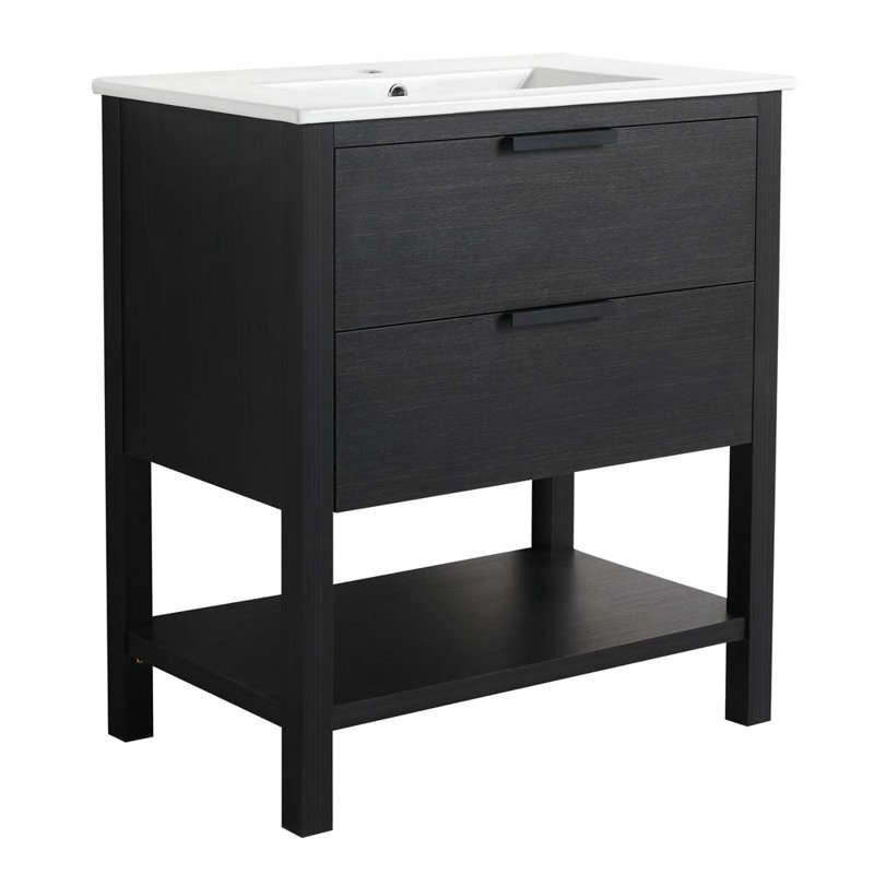 Earlen 30 " W Freestanding Standard Free Standing 1 Single Vanity Bathroom Vanity With Ceramic Top