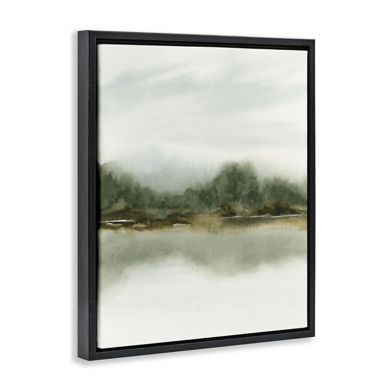 Embracing Green Landscape Floating Frame, design by 1x, Jet Black Floater Frame, 21" H x 17" W