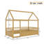  Lit de plancher en bois avec cadre de toit de maison, garde-corps de clôture-131094908