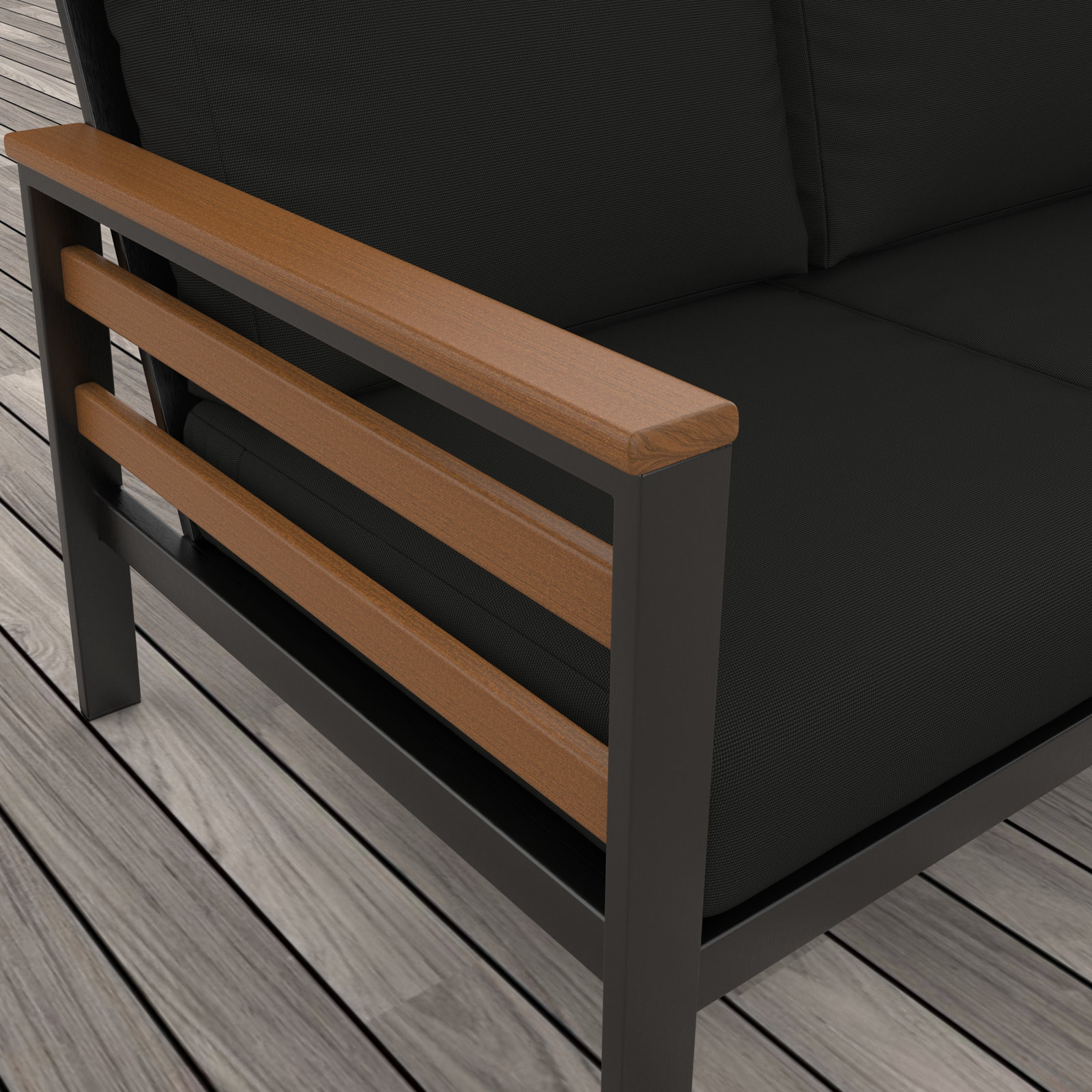 Townsend 7-Person Patio Seating Group, Canvas Black, Brown
