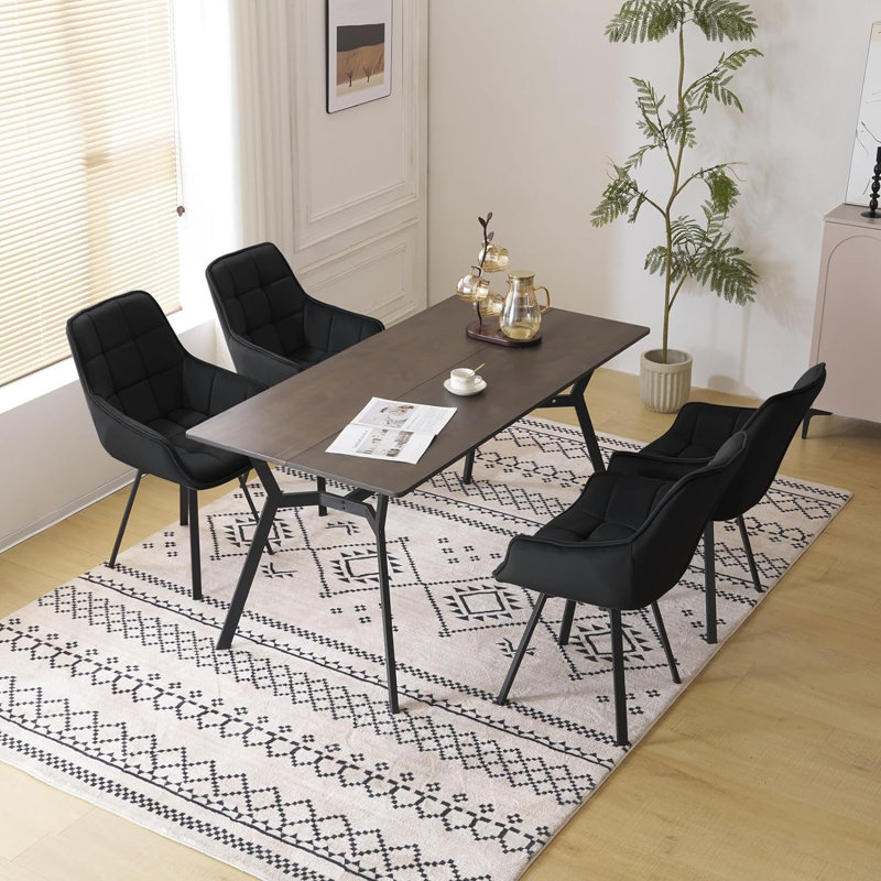 Beselare 48.5cm H Velvet Upholstered Armchair, Black, 2