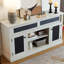 Meuble télé, console télé et média en relief avec espace de rangement ouvert et fermé et porte coulissante-1895648671