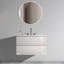 Meuble-lavabo flottant mural blanc brillant avec lavabo en céramique Tia - grand rangement, pré-assemblé pour salle de bain moderne-810986001