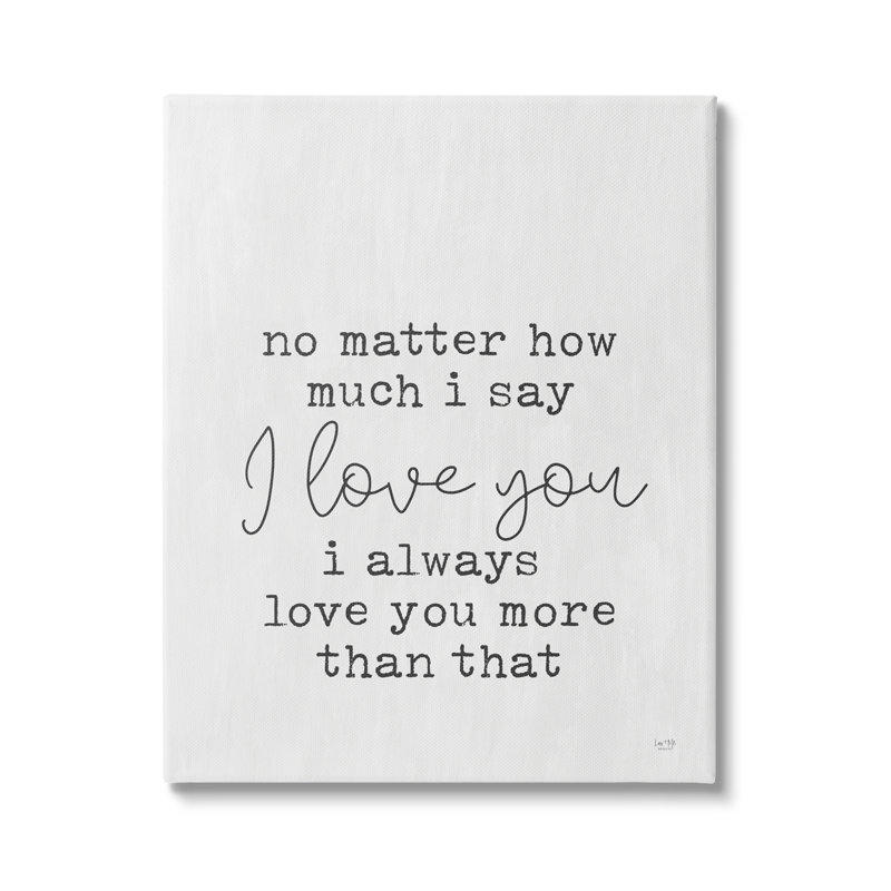 "Love You", phrase romantique sur toile par Lux + Me Designs, H 48 po x l 36 po x P 1,5 po