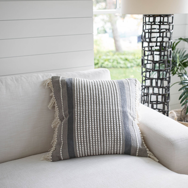 Fringed Cotton Throw Pillow
