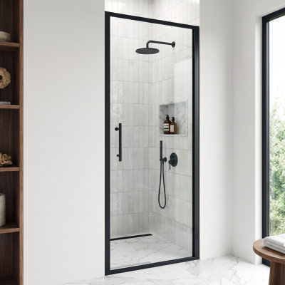 Porte de douche coulissante avec cadre en verre transparent H 5/16 po Astoria