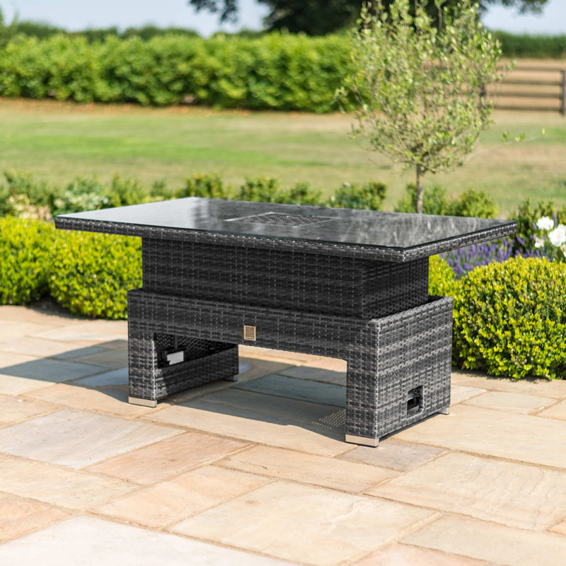 Maoli Rectangular Metal Outdoor Dining Table , 144.5cm cm W 85cm cm D, Grey