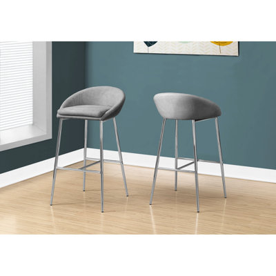 Tabouret de bar 2 pièces, hauteur, revêtement gris texturé, base en métal, revêtement confortable, utilisation