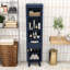 Grande armoire de rangement autoportante pour salle de bain avec tablettes réglables, conception anti-basculement et tiroir cannelé-489581117