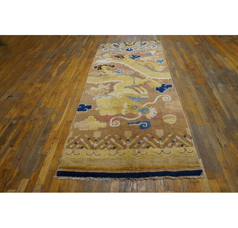 Tapis pilier Ningxia chinois du début du 19e siècle (3 pi 4 po x 8 pi 8 po - 102 x 264 po)