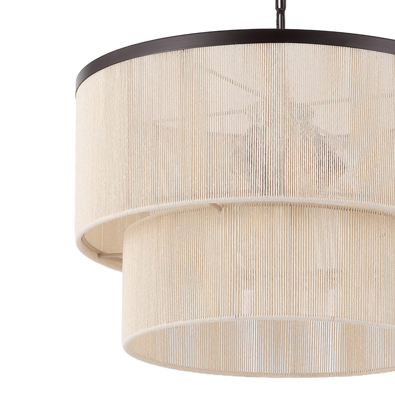 18" 3-Light Dimmable Drum Chandelier, Bronze, Beige