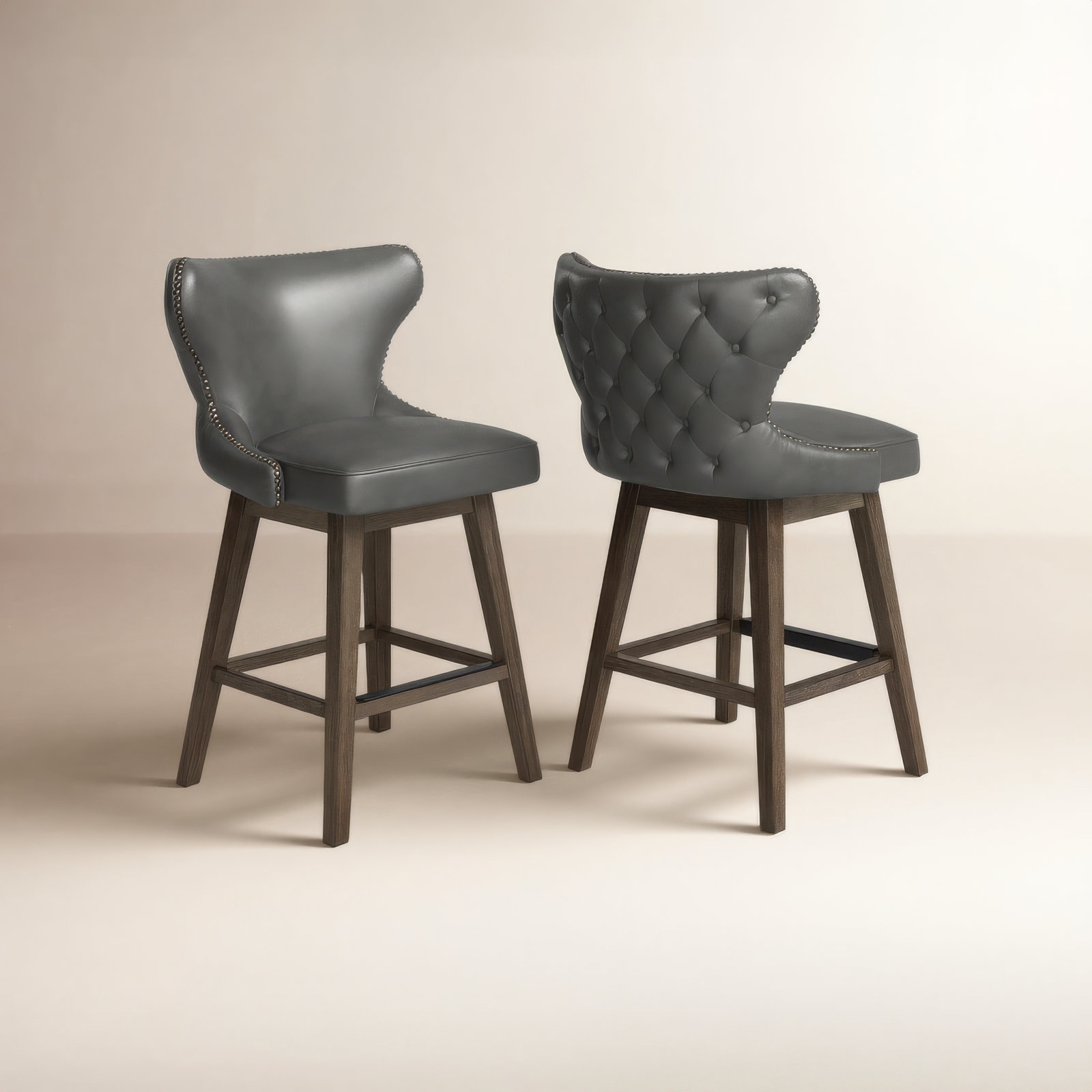 Carline " Bar Stool, Wax Elephant Faux Leather, Counter Stool (26" Seat Height)