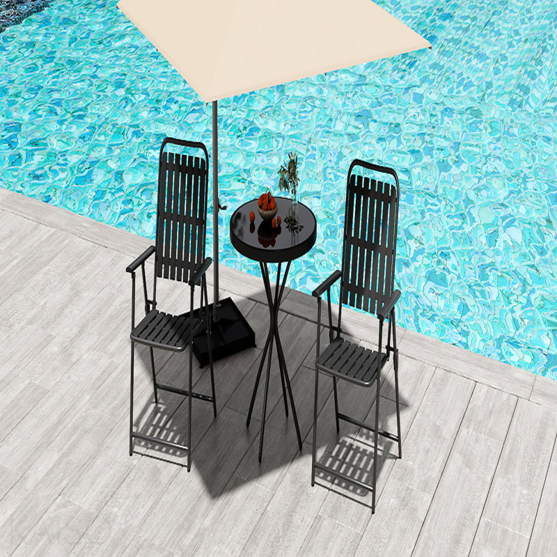 Table d'appoint en verre trempé carré de 24 po, structure en fer noir, assemblage facile en 10 minutes, utilisation à l'extérieur à l'extérieur sur un patio