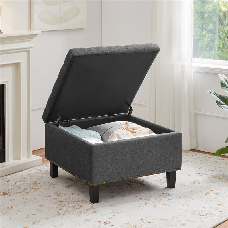 Lundry Linen Blend Upholstered Storage Bench