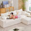 Canapé modulaire 110 po, canapé en forme de L avec sièges profonds, canapé convertible moderne en chenille avec repose-pieds, canapé-lit lavable pour le salon, la chambre à coucher, aucun assemblage requis-1093530523-1093530527