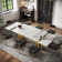 Myrasol 9 - Piece Dining Table Set With 94.48'' Extendable Sintered Stone Dining Table with 8 Fabric Chairs Dining For 8-10