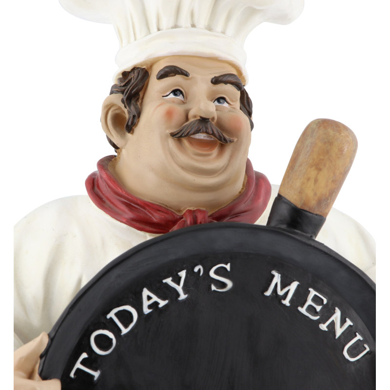 Wooden Chef Decorative Multi Colored Sculpture with Chalkboard
