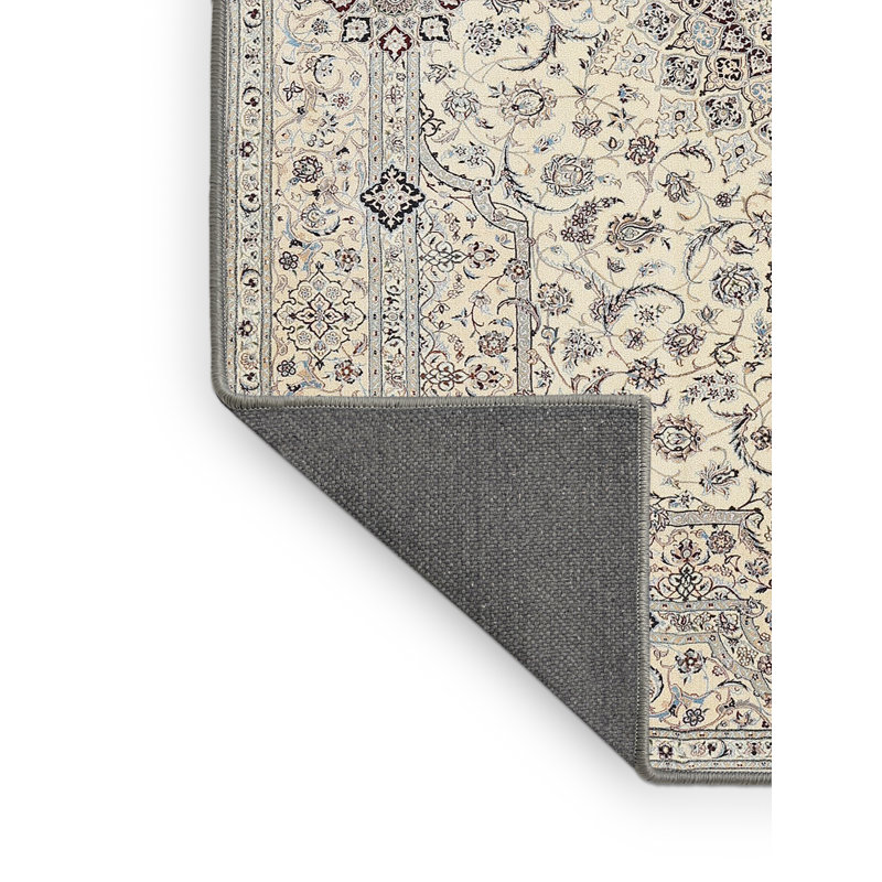 Tapis gris/crème traditionnel, Rectangle 7 pi x 9 pi
