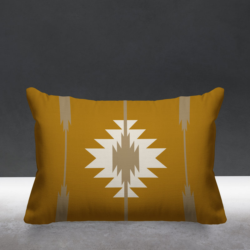 Coussin décoratif intérieur / extérieur Jolon Southwestern, Jaune, 14 po x 20 po, Rectangulaire