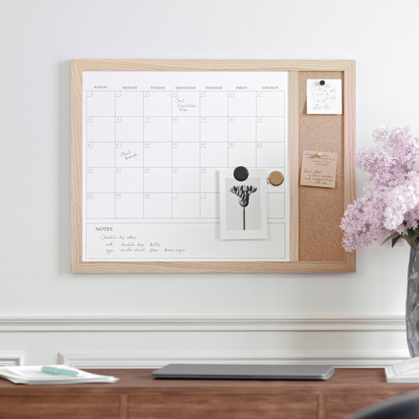 Decor Frame Calendar Chalkboard with Floral Magnets & Chalk Pencils, 16 x 20