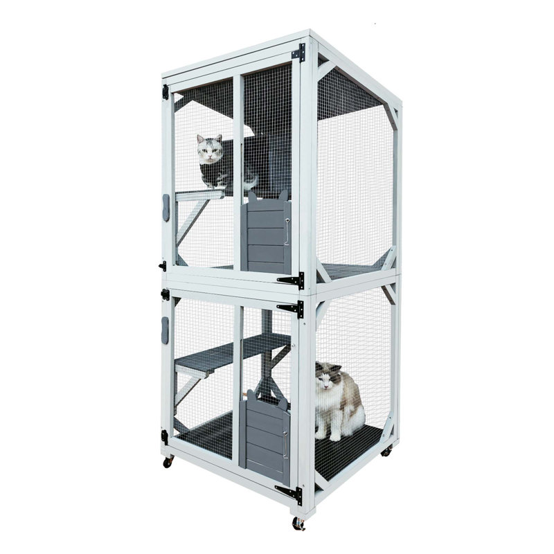 Enclos d'extérieur en bois pour chat avec de multiples caractéristiques pour les animaux de compagnie
