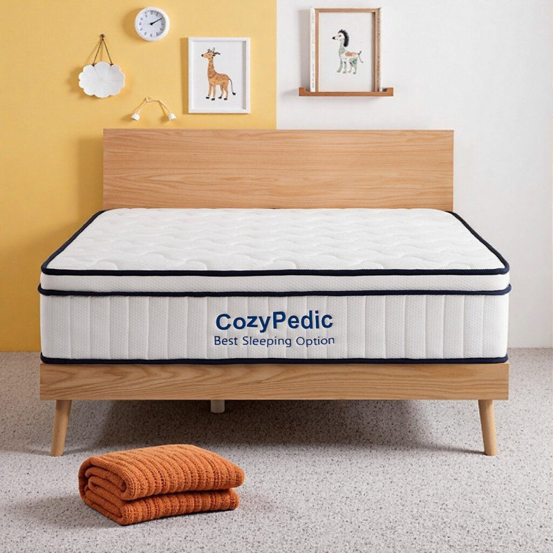 10/12 Inch Medium Firm Memory Foam Mattress with Pocket Springs - Cooling Cover for Back Pain Relief, Full/Queen/King, CertiPUR-US Certified