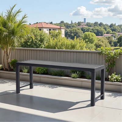 Outdoor Metal Garden Bench, Patio Backless Bench, Weatherproof Park Benches for Gardens, Patios​ by Ebern Designs