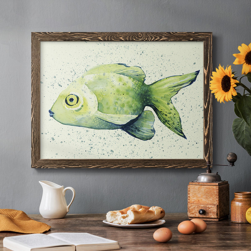 " Speckled Freshwater Fish I ", 18" H x 26" W x 1.5" D, Walnut Framed